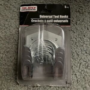 Universal Tool Hooks – 5 Pack Metal Wall Mounts for Garage or Shed”